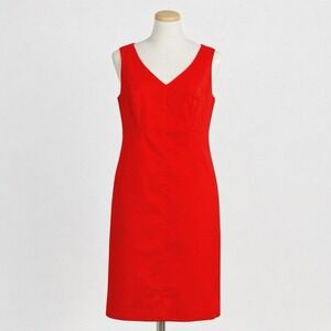 Talbots Bright Red Structured Sleeveless Sheath Dress Size 12P Career Classic